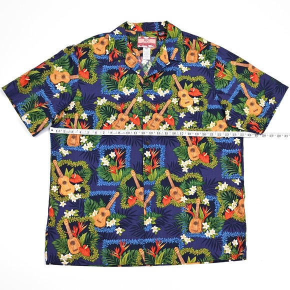 RJC Shirt Men's Ukulele Lei Coastal Beach Hawaiian‎ Aloha Party Floral XL Casual - Picture 5 of 7